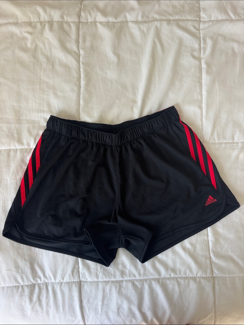 Adidas Women's Black Athletic Shorts with Red Accents